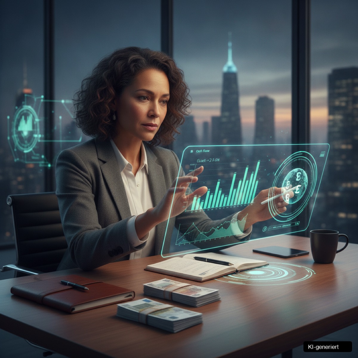 Grafik zeigt ein Dashboard mit KPIs für schnelle Finanzentscheidungen Liquidität, um den Cashflow zu sichern.